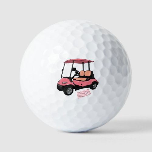 Golf cart  golf buggy cartoon illustration golf balls