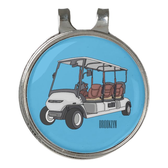 Golf cart / golf buggy cartoon illustration  golf hat clip (Front)