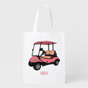 Golf cart / golf buggy cartoon illustration grocery bag
