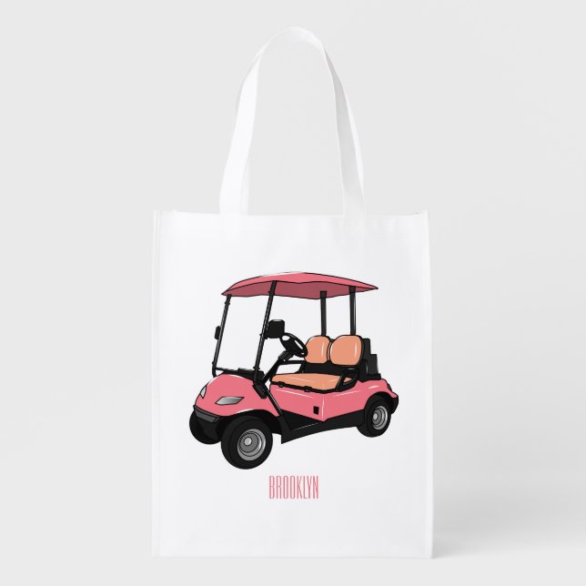 Golf cart / golf buggy cartoon illustration grocery bag (Front)