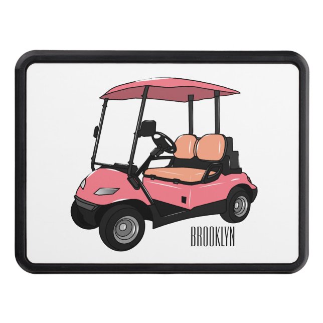 Golf cart / golf buggy cartoon illustration hitch cover (Front)
