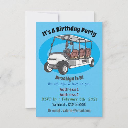 Golf cart  golf buggy cartoon illustration  invitation