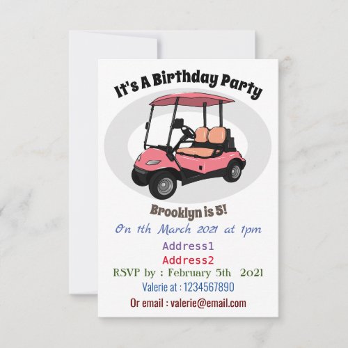 Golf cart  golf buggy cartoon illustration invitation