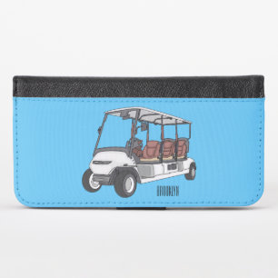 Golf cart / golf buggy cartoon illustration iPhone x wallet case