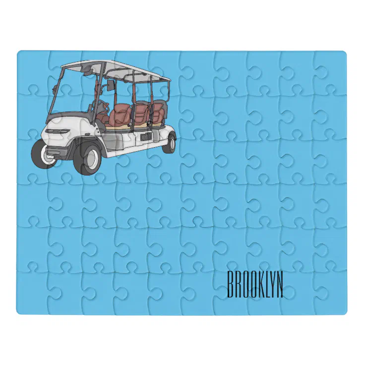 Golf cart / golf buggy cartoon illustration jigsaw puzzle | Zazzle
