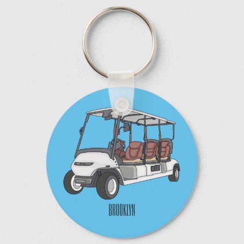 Golf cart  golf buggy cartoon illustration  keychain