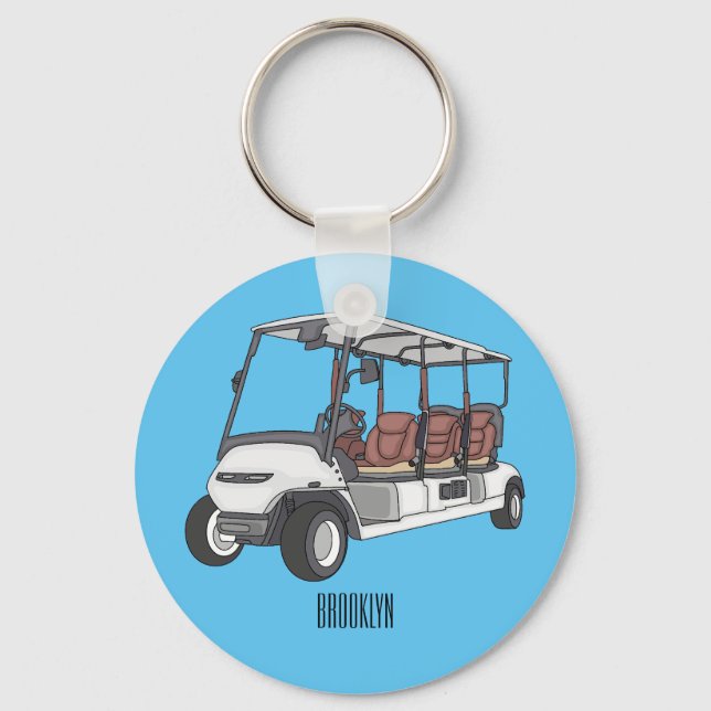 Golf cart / golf buggy cartoon illustration  keychain (Front)