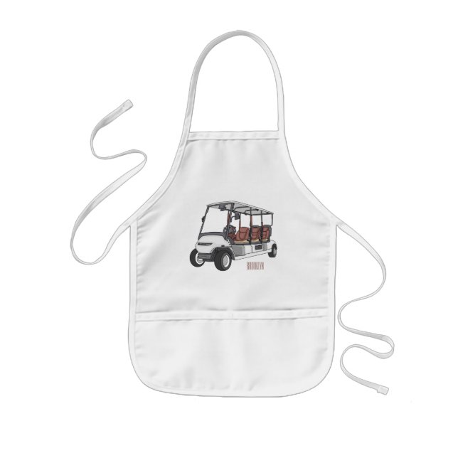 Golf cart / golf buggy cartoon illustration kids' apron (Front)