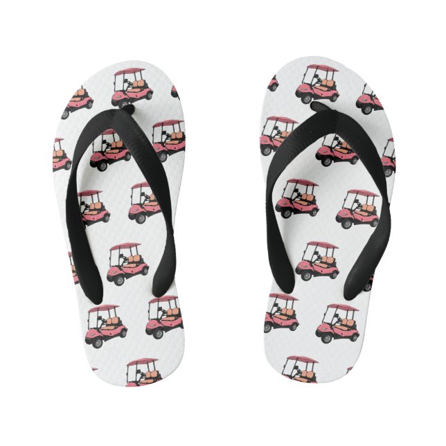 Golf cart / golf buggy cartoon illustration kid's flip flops (Footbed)