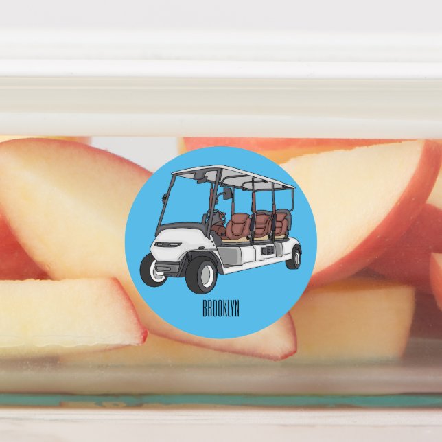 Golf cart / golf buggy cartoon illustration labels (Affixed)