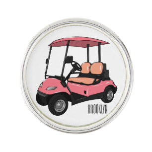 Golf cart / golf buggy cartoon illustration lapel pin