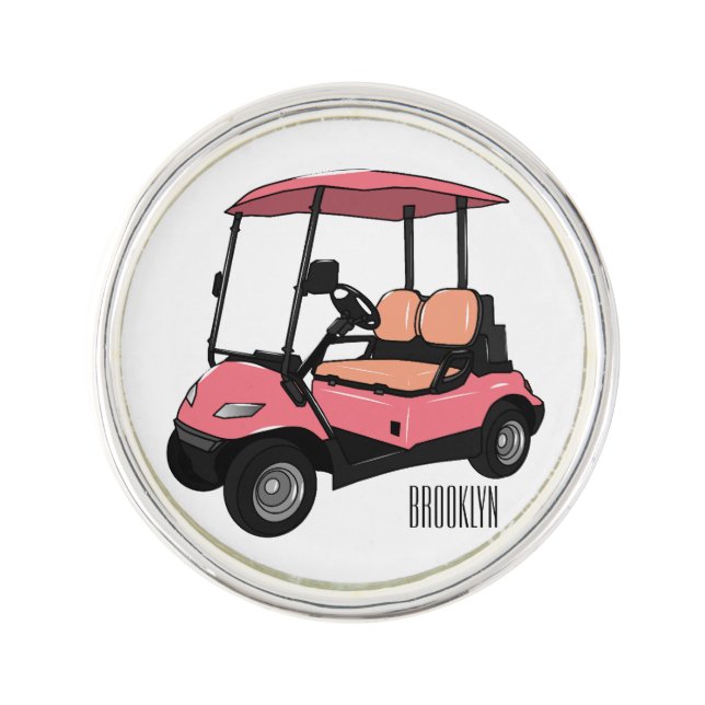 Golf cart / golf buggy cartoon illustration lapel pin (Front)