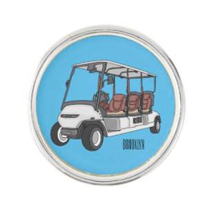 Golf cart / golf buggy cartoon illustration lapel pin