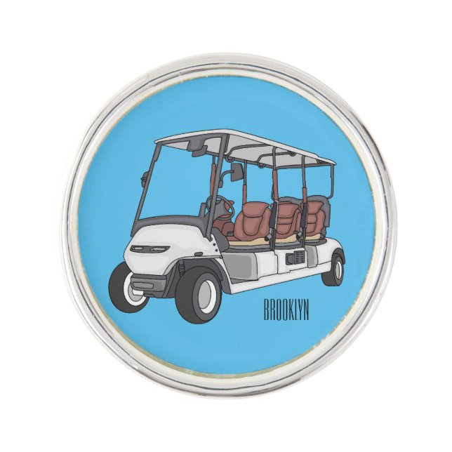 Golf cart / golf buggy cartoon illustration lapel pin (Front)