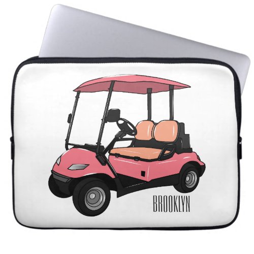 Golf cart  golf buggy cartoon illustration laptop sleeve