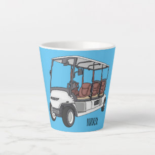 Golf cart / golf buggy cartoon illustration latte mug