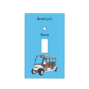 Golf cart / golf buggy cartoon illustration light switch cover