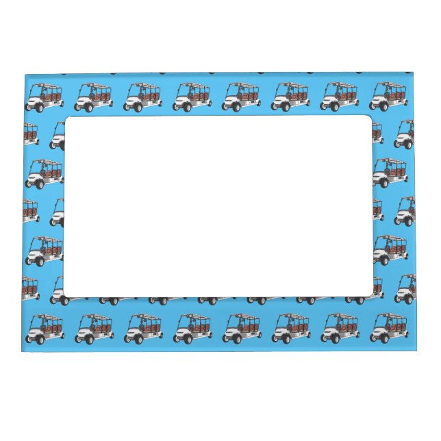Golf cart / golf buggy cartoon illustration magnetic frame (Front)