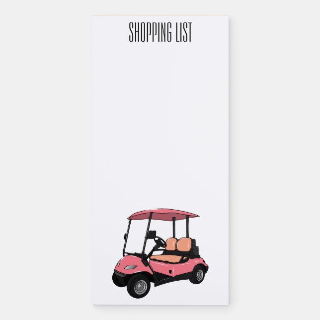 Golf cart / golf buggy cartoon illustration magnetic notepad (Front)