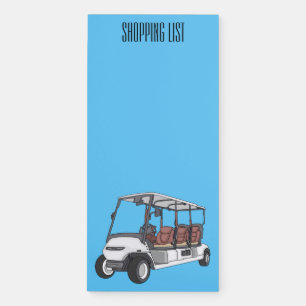 Golf cart / golf buggy cartoon illustration magnetic notepad
