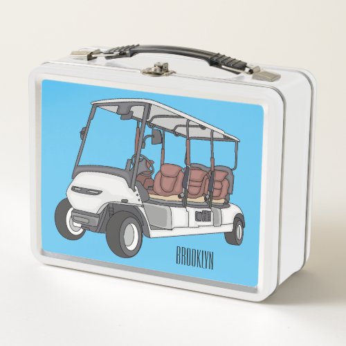 Golf cart  golf buggy cartoon illustration  metal lunch box