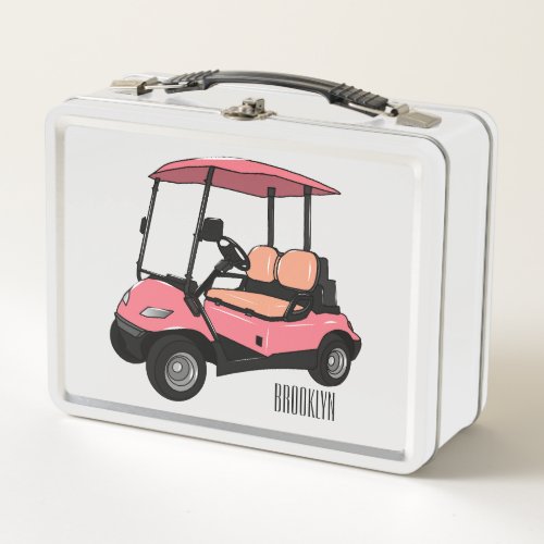 Golf cart  golf buggy cartoon illustration metal lunch box