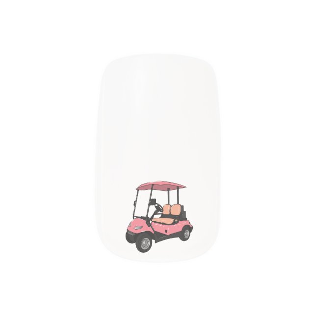 Golf cart / golf buggy cartoon illustration minx nail art (Left Thumb)