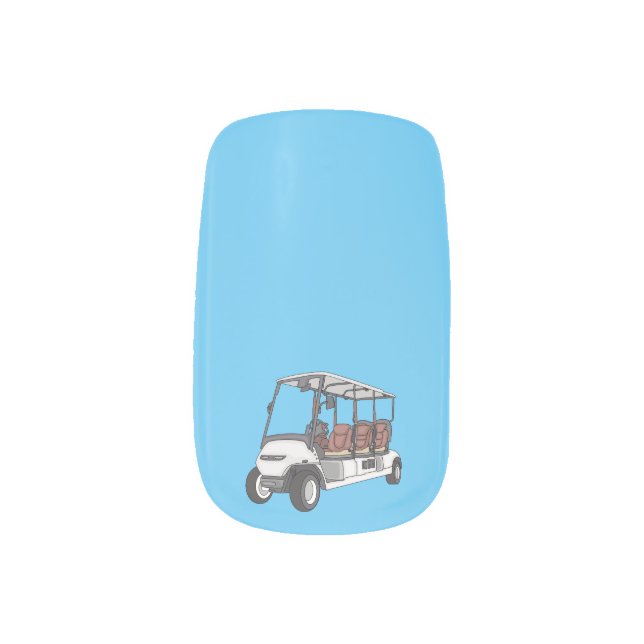 Golf cart / golf buggy cartoon illustration minx nail art (Left Thumb)