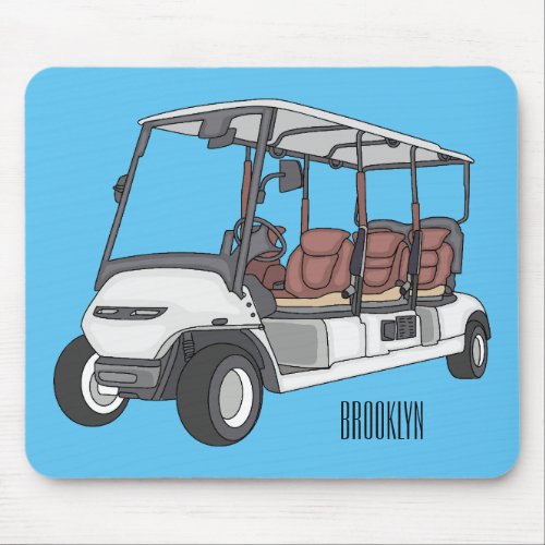 Golf cart  golf buggy cartoon illustration mouse pad