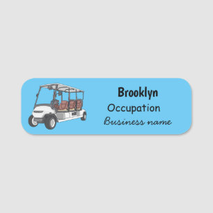 Golf cart / golf buggy cartoon illustration name tag