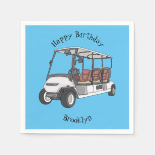 Golf cart / golf buggy cartoon illustration  napkins