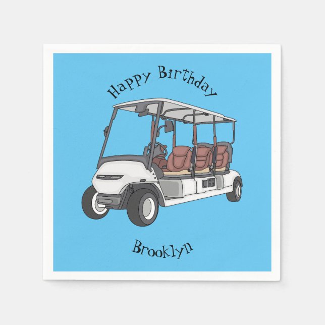 Golf cart / golf buggy cartoon illustration  napkins (Front)