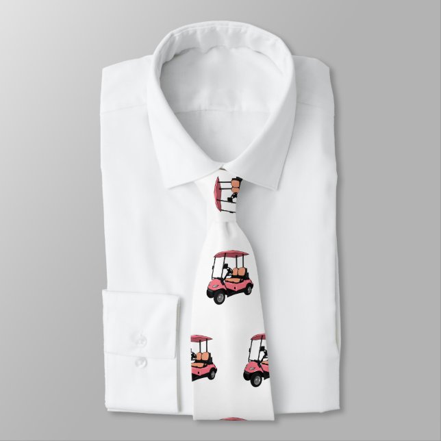 Golf cart / golf buggy cartoon illustration neck tie (Tied)