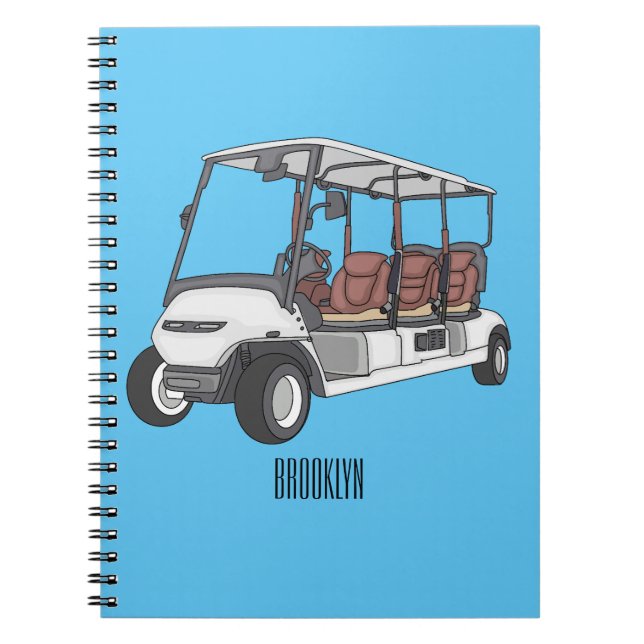 Golf cart / golf buggy cartoon illustration notebook (Front)