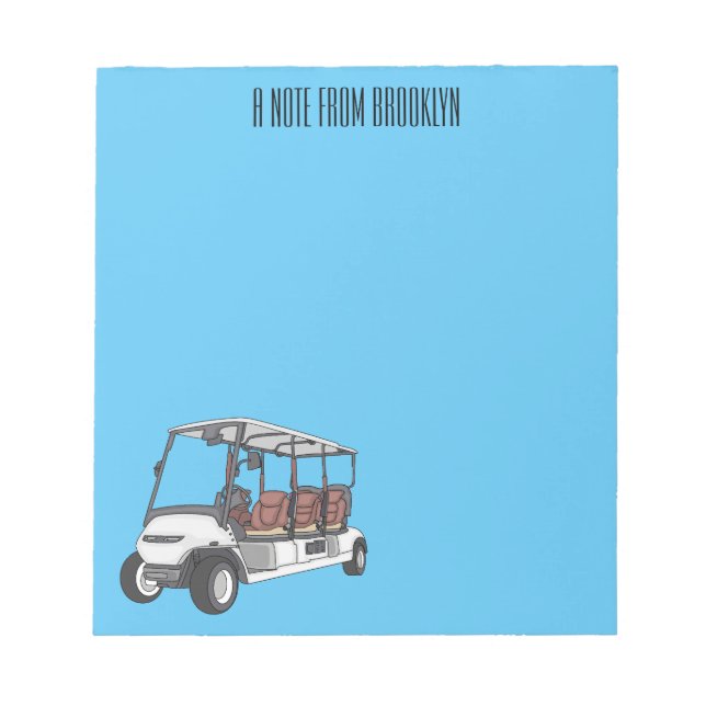 Golf cart / golf buggy cartoon illustration notepad (Front)
