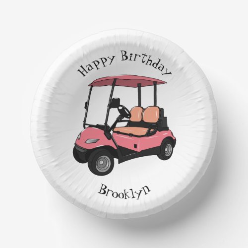Golf cart  golf buggy cartoon illustration paper bowls
