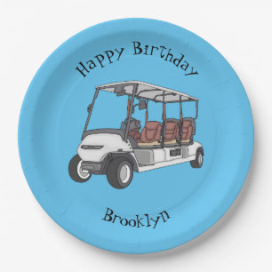 Golf cart / golf buggy cartoon illustration  paper plates