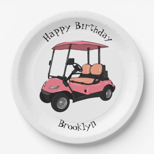 Golf cart  golf buggy cartoon illustration paper plates