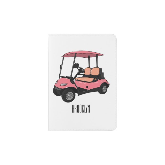Golf cart / golf buggy cartoon illustration passport holder (Front)