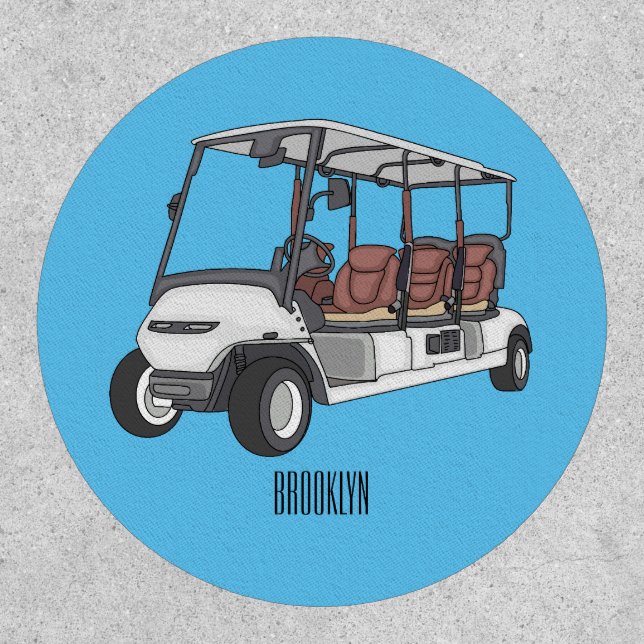 Golf cart / golf buggy cartoon illustration  patch (Front)