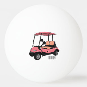 Golf cart / golf buggy cartoon illustration ping pong ball