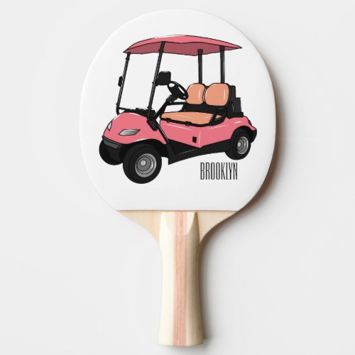 Golf cart  golf buggy cartoon illustration ping pong paddle