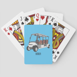 Golf cart / golf buggy cartoon illustration poker cards