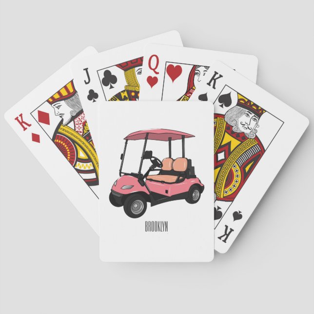 Golf cart / golf buggy cartoon illustration poker cards (Back)