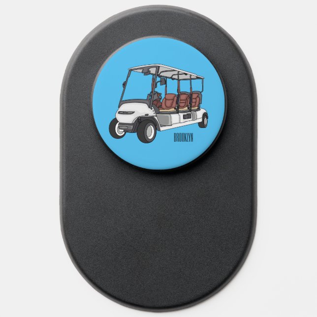 Golf cart / golf buggy cartoon illustration PopSocket (Popsocket)