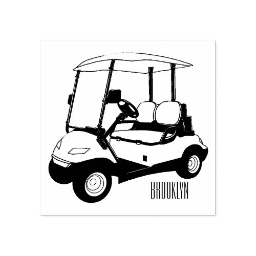 Golf cart  golf buggy cartoon illustration rubber stamp