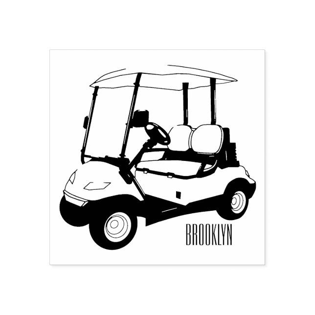 Golf cart / golf buggy cartoon illustration rubber stamp (Imprint)