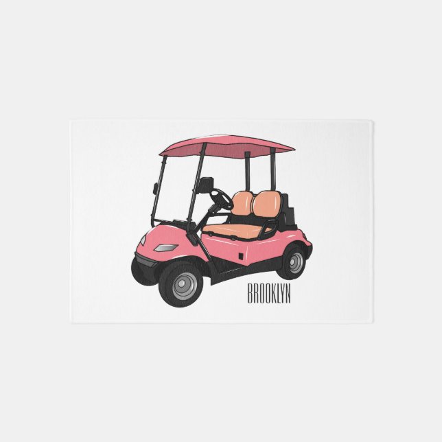 Golf cart / golf buggy cartoon illustration rug (Front)