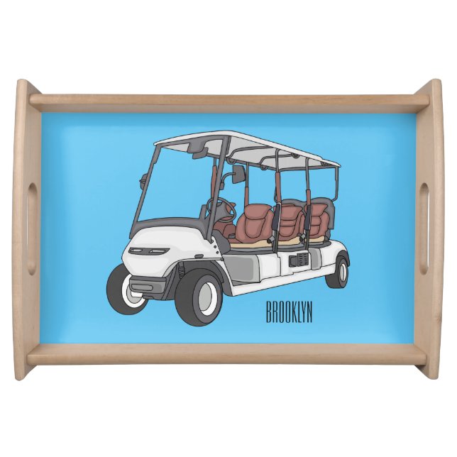 Golf cart / golf buggy cartoon illustration  serving tray (Front)