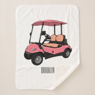Golf cart / golf buggy cartoon illustration sherpa blanket